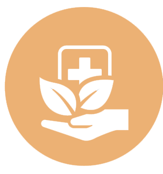 hand holding leaves and medical symbol